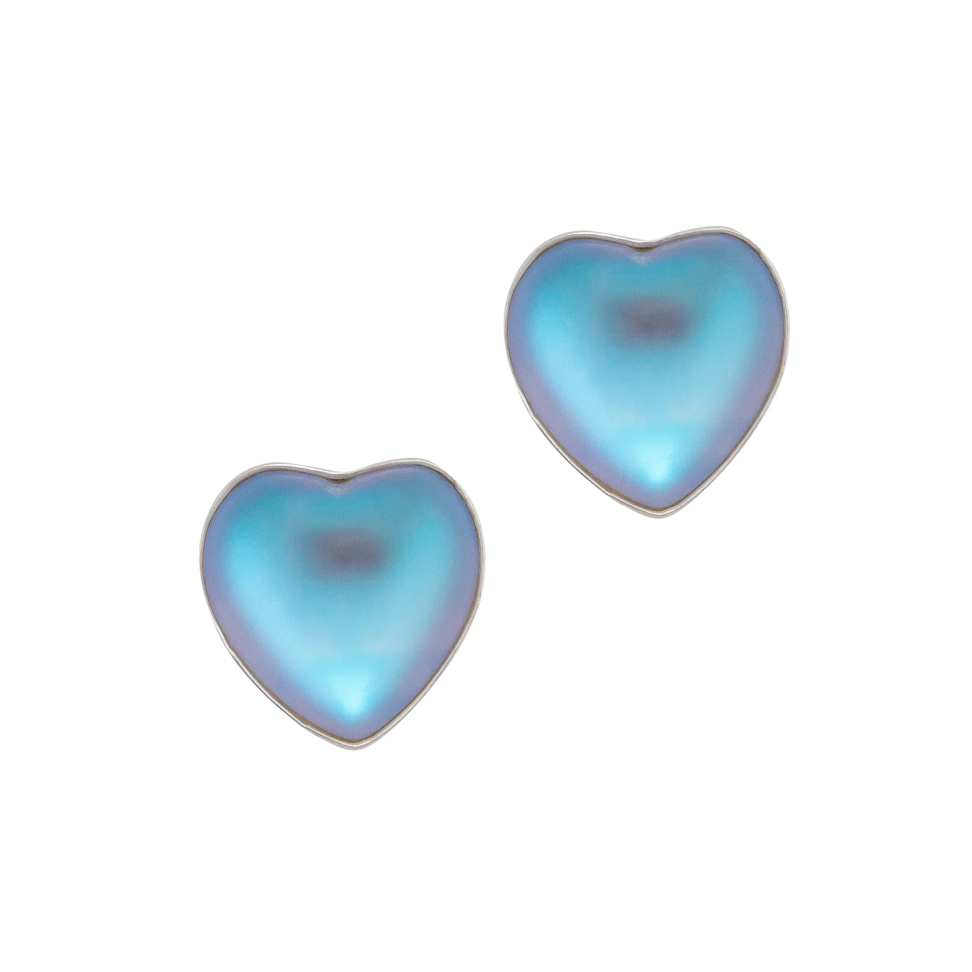 STERLING SILVER LUMINITE HEART POST EARRINGS