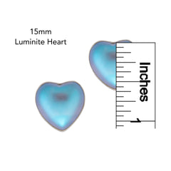 STERLING SILVER LUMINITE HEART POST EARRINGS