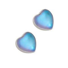 STERLING SILVER LUMINITE HEART POST EARRINGS