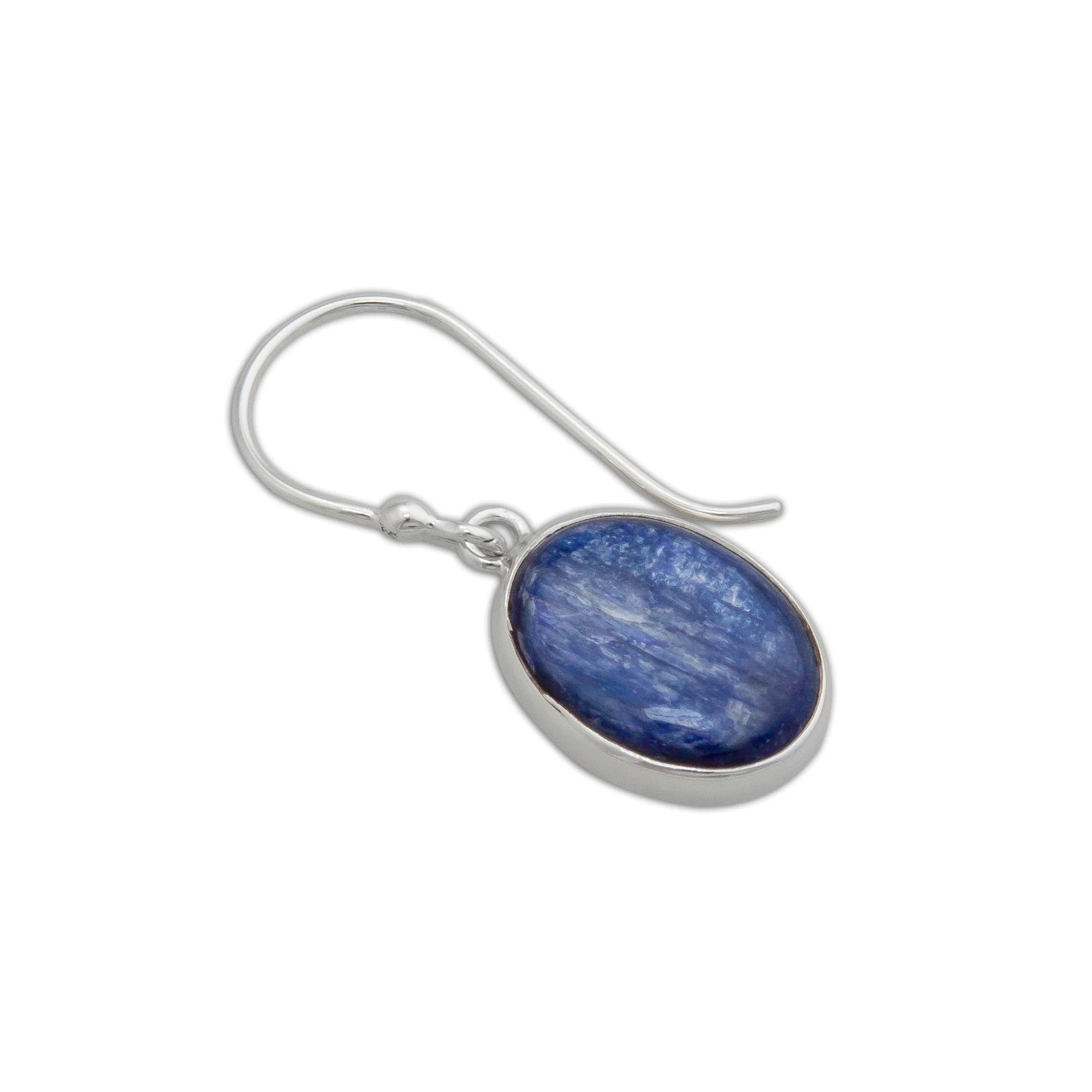 STERLING SILVER OVAL KYANITE DROP EARRINGS