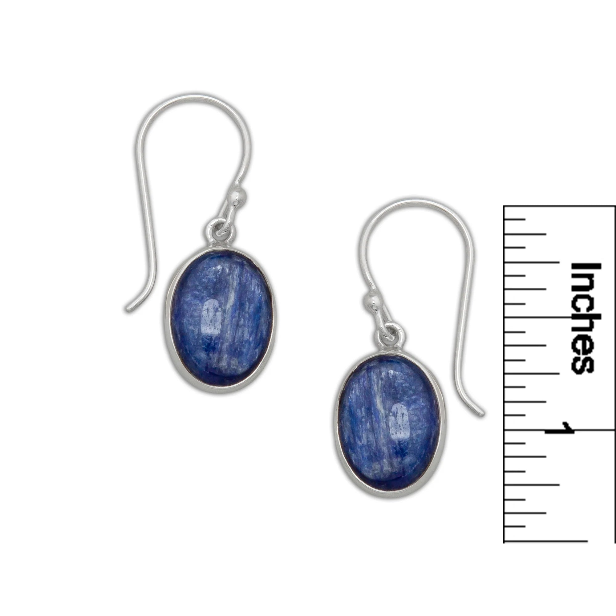 STERLING SILVER OVAL KYANITE DROP EARRINGS