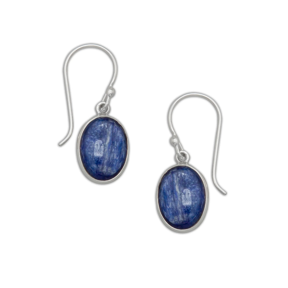 STERLING SILVER OVAL KYANITE DROP EARRINGS