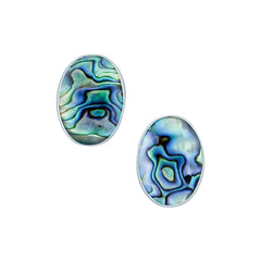 STERLING SILVER OVAL NATURAL ABALONE POST EARRINGS