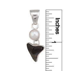 STERLING SILVER PEARL & SHARK TOOTH CHARM PENDANT