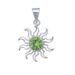 STERLING SILVER LAB PERIDOT SUN PENDANT