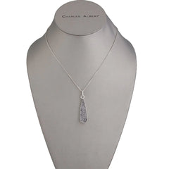 STERLING SILVER PLATINUM DRUSE TEARDROP PENDANT