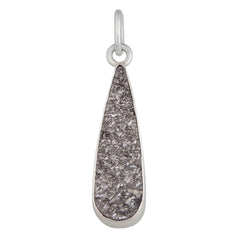 STERLING SILVER PLATINUM DRUSE  TEARDROP PENDANT