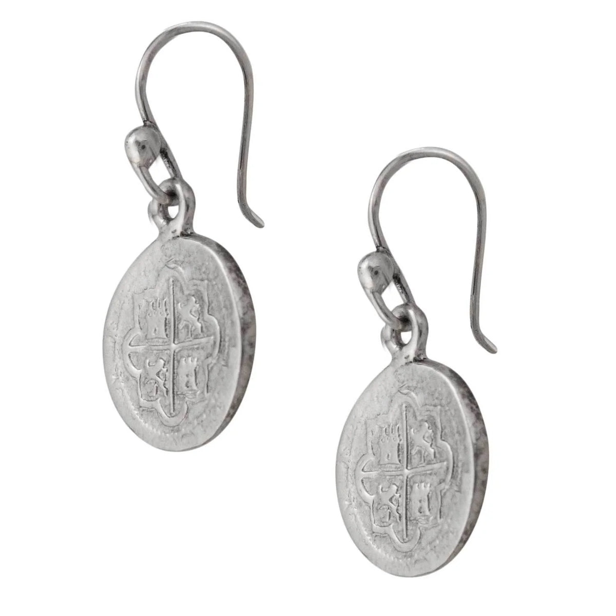 STERLING SILVER REPLICA SPANISH COIN DROP EARRINGS