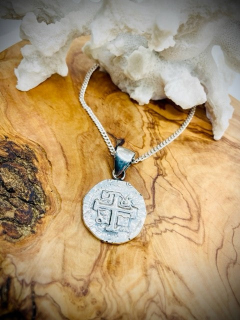 STERLING SILVER REPLICA TREASURE COIN PENDANT