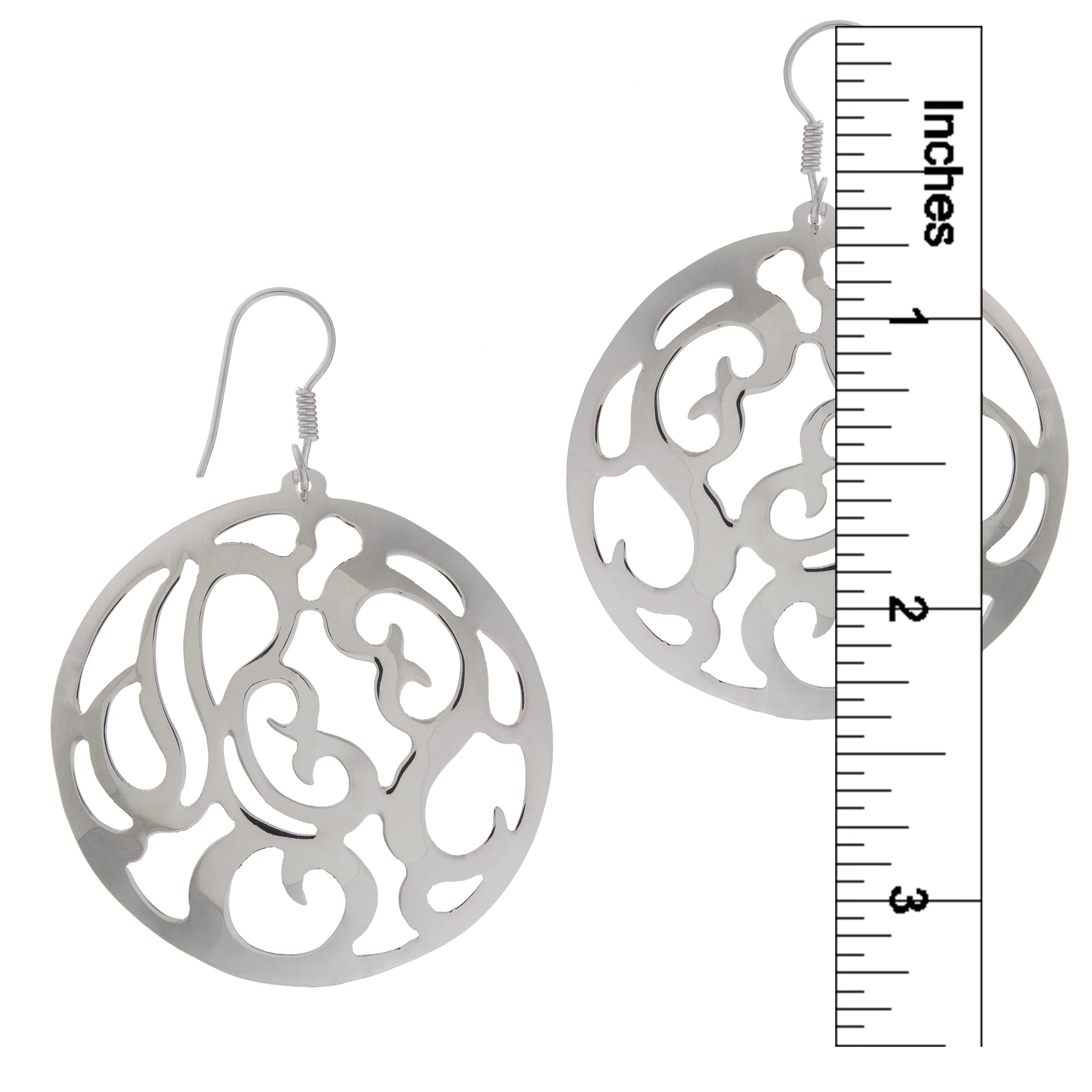 STERLING SILVER ROUND CUT-OUT EARRINGS