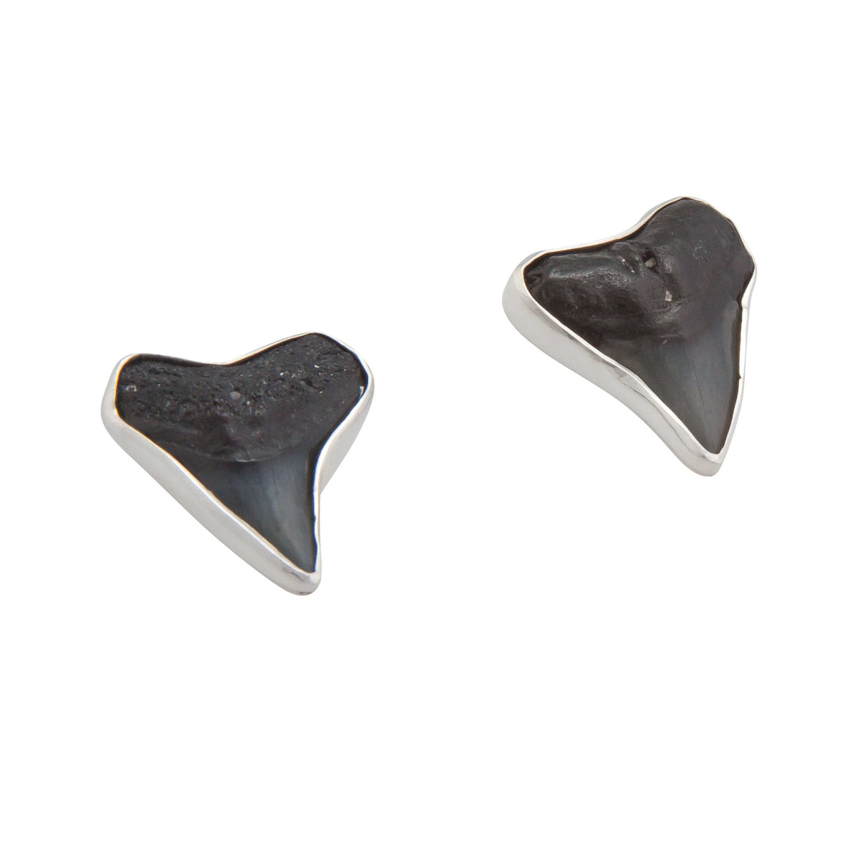 STERLING SILVER SHARK TEETH POST EARRINGS