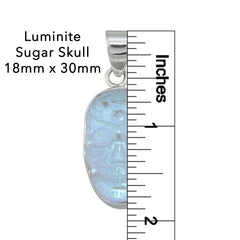 STERLING SILVER SUGAR SKULL LUMINITE PENDANT