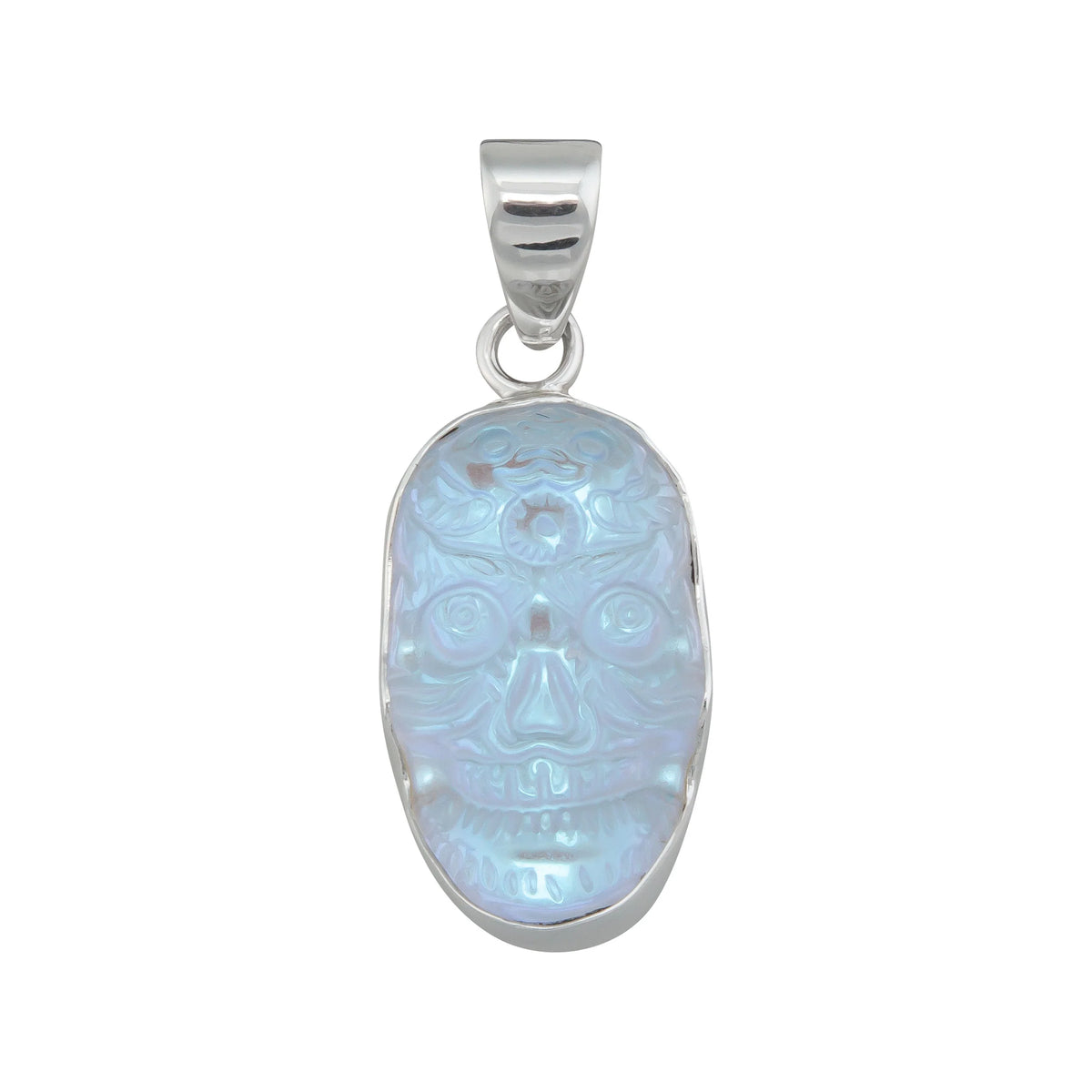 STERLING SILVER SUGAR SKULL LUMINITE PENDANT