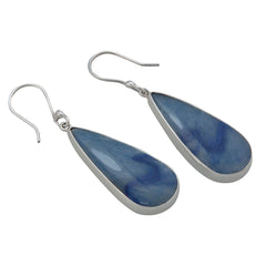 STERLING SILVER TEARDROP BLUE AVENTURINE EARRINGS