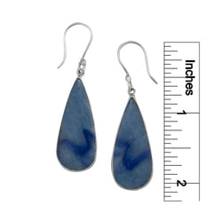 STERLING SILVER TEARDROP BLUE AVENTURINE EARRINGS