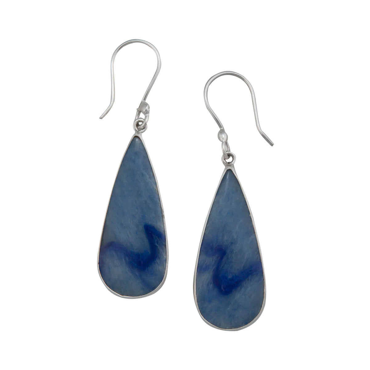 STERLING SILVER TEARDROP BLUE AVENTURINE EARRINGS