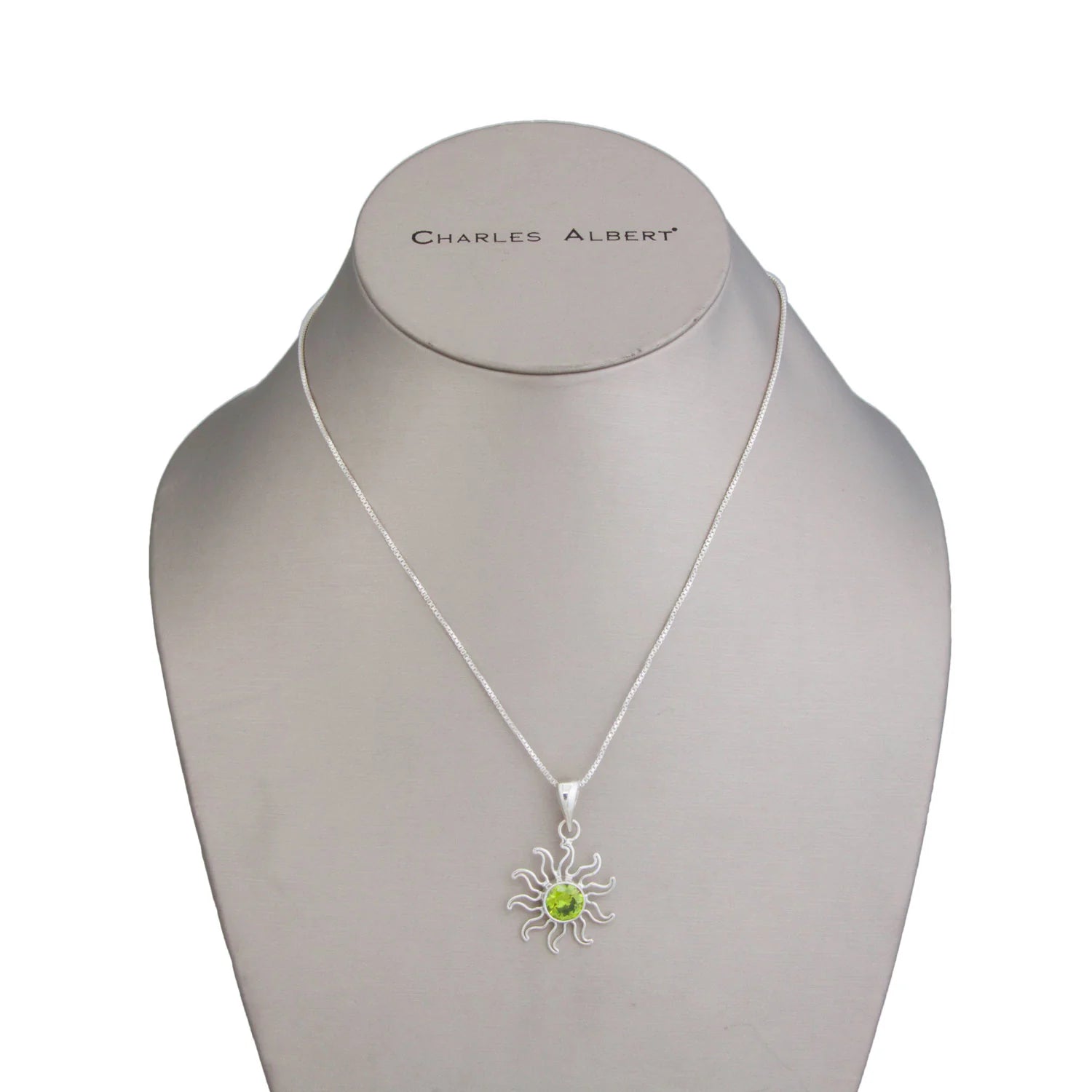STERLING SILVER LAB PERIDOT SUN PENDANT