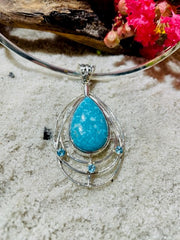 Sterling Silver Turquoise and Blue Topaz Pendant