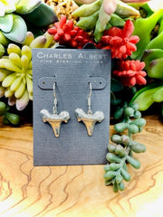 Solid Sterling Silver Shark Tooth Drop Earrings