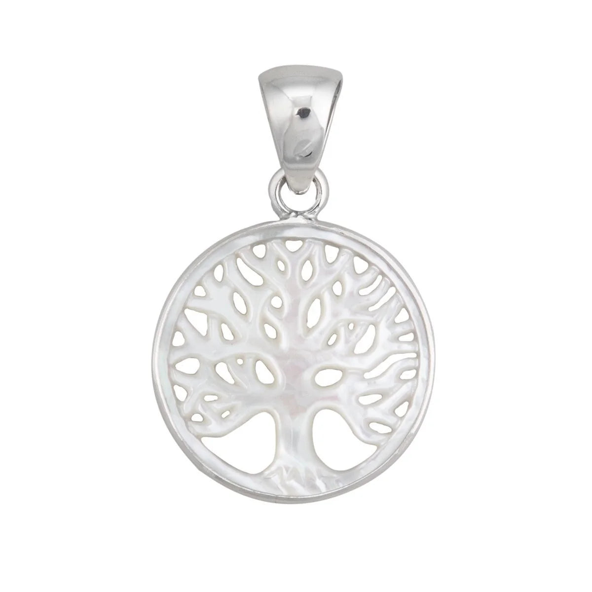 Sterling Silver Mother of Pearl Tree of Life Pendant (30mm)