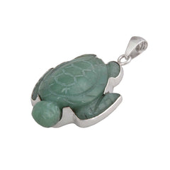 Sterling Silver Aventurine Sea Turtle Pendant