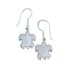 Sterling Silver Mother of Pearl Sea Turtle Drop Earrings