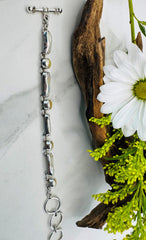 Mermaid’s Grace – Sterling Silver Biwa Pearl & Pearl Bracelet