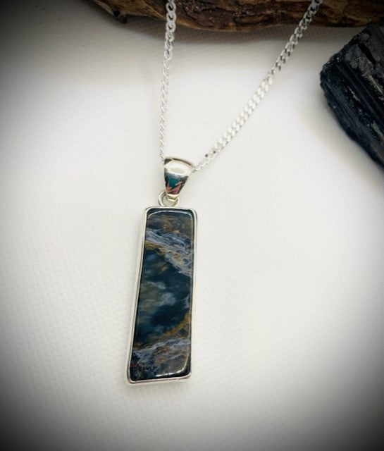 Sterling Silver Black and Gray Pietersite Pendant