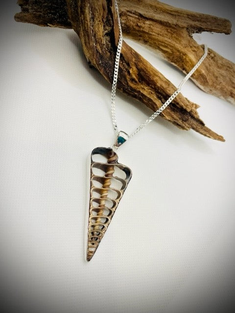 Sterling Silver Cerithium Telescopium Fossil Pendant