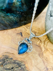 Sterling Silver Designer Labradorite and Mystic Quartz Pendant