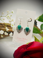 Sterling Silver Designer Malachite Drop Earrings