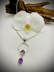 Sterling Silver Double Amethyst Pendant 3