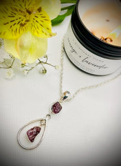 Sterling Silver Double Rough Cut Garnet Pendant