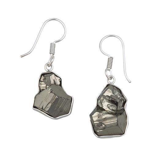 Sterling Silver Drop Pyrite Earrings