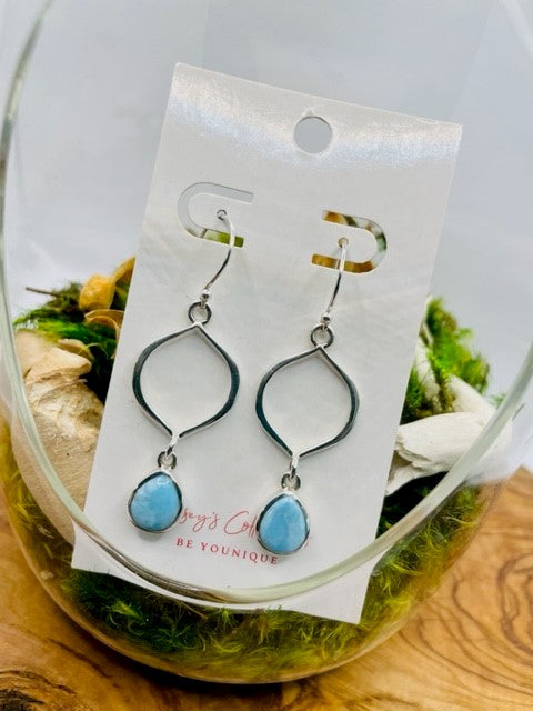 Sterling Silver Elegant Larimar Drop Earrings