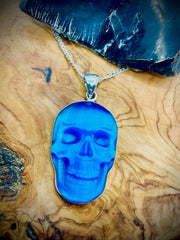 Sterling Silver Fiber Optic Skull Pendant