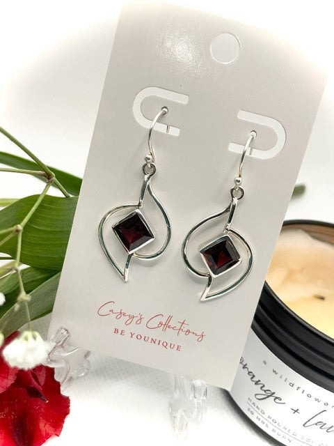 Sterling Silver Garnet Earrings