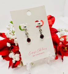 Sterling Silver Garnet Post Earrings