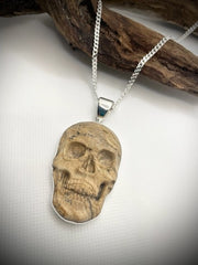 Sterling Silver Hand Carved Jasper Skull Pendant