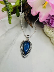 Sterling Silver Labradorite Pear Shape Beaded Edge Pendant
