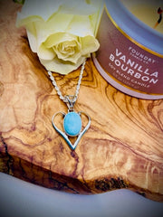 Sterling Silver Larimar Heart Shape Pendant