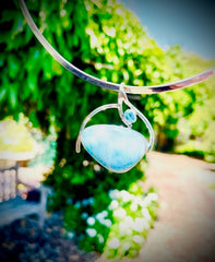 Sterling Silver Larimar and Blue Topaz Pendant 2