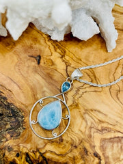 Sterling Silver Larimar and Blue Topaz Pendant