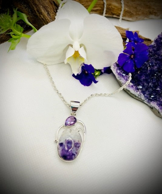 Sterling Silver Merado Opal and Amethyst Pendant