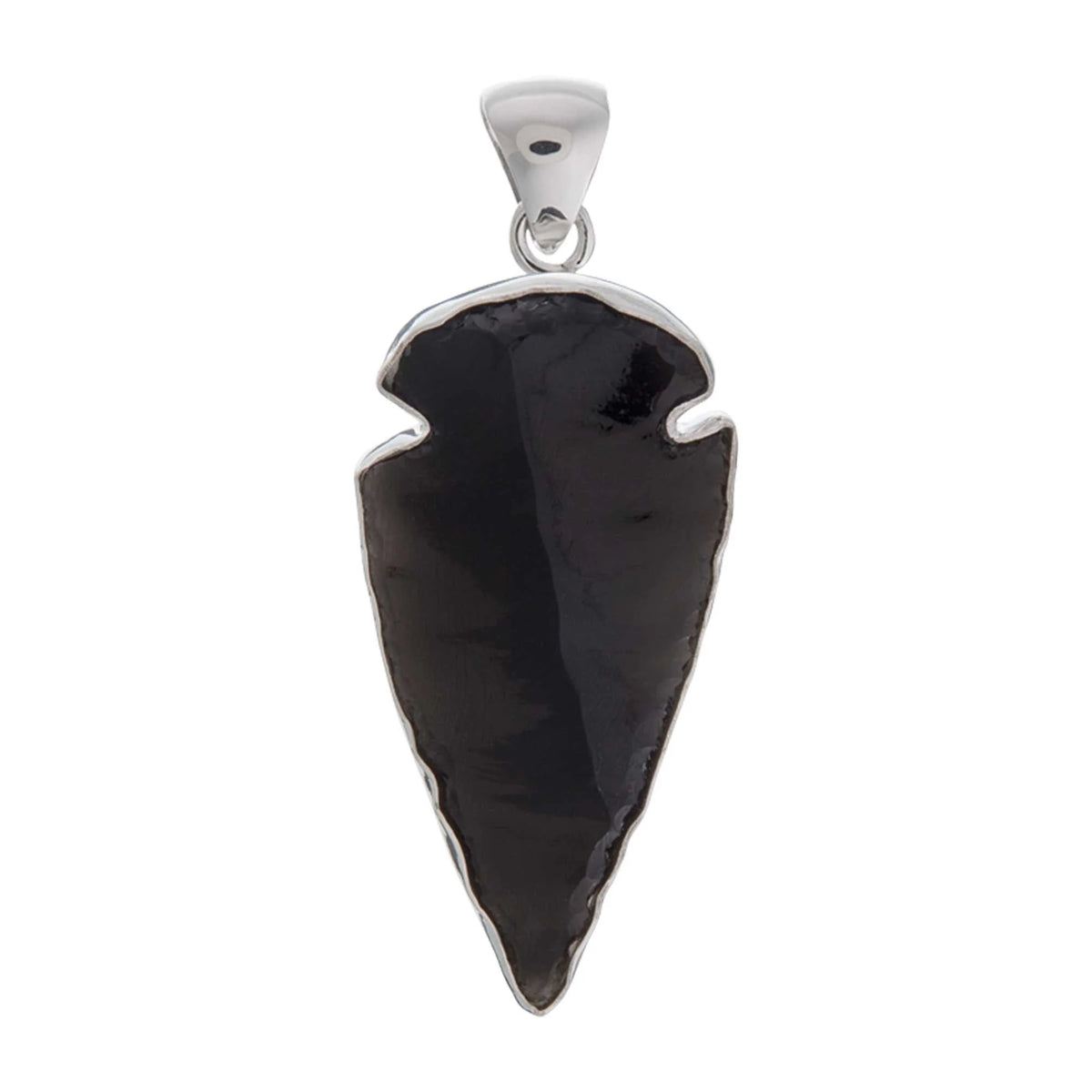 STERLING SILVER OBSIDIAN ARROWHEAD PENDANT