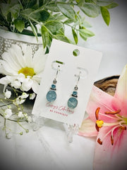 Sterling Silver Oval Blue Topaz and Rough Aquamarine Earrings