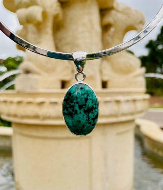 Sterling Silver Oval Chrysocolla Pendant