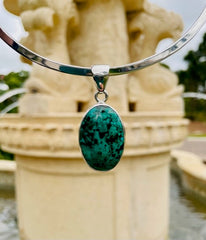 Sterling Silver Oval Chrysocolla Pendant