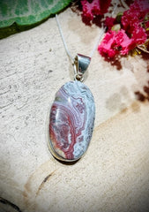 Sterling Silver Oval Crazy Lace Agate Pendant