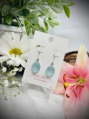 Sterling Silver Oval Polished Aquamarine Drop Earrings